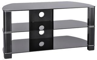 TTAP Group Black Glass 3 Shelf TV Stand - Up To 60" Screen