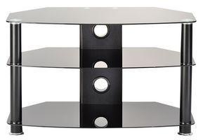 TTAP Group Black Curved Glass 3 Shelf TV Stand - 800x490x448mm