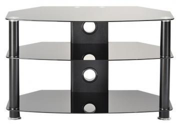 TTAP Group Black Curved Glass 3 Shelf TV Stand - 600x490x448mm