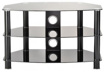 TTAP Group Black Curved Glass 3 Shelf TV Stand - 600x480x400mm