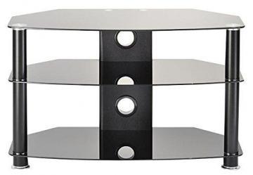 TTAP Group Black Curved Glass 3 Shelf TV Stand - 1000x490x448mm