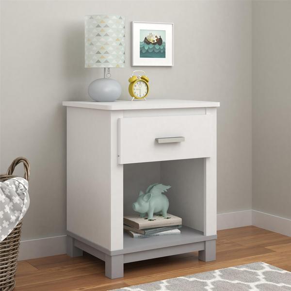 Ameriwood Home Leni White/ Light Slate Grey Nightstand by Cosco