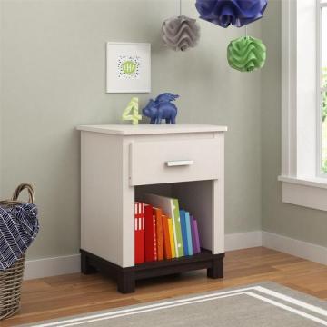 Ameriwood Home Leni White and Coffee House Plank Nightstand by Cosco