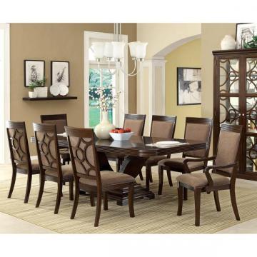 Furniture of America Woodburly 9-Piece Dining Set with Leaf