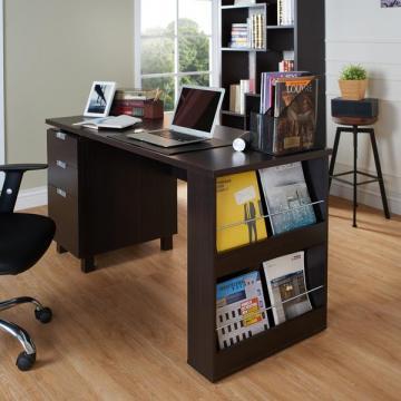Furniture of America Tuston Espresso Office Desk with Built-in File Cabinet
