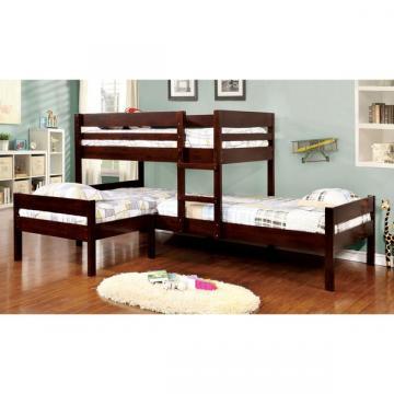 Furniture of America Tressa Espresso Corner 3-piece Twin Bunk Bed Set