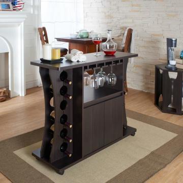 Furniture of America Tiko Modern Espresso Buffet with Wine Rack