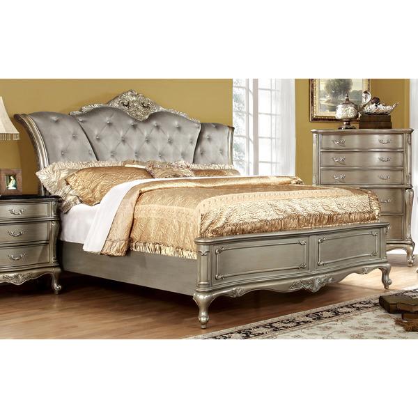 Furniture of America Therese Luxury Gold Button Tufted Bed