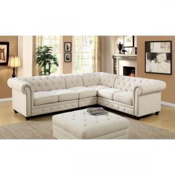 Furniture of America Sylvana Traditional Tufted Linen-like Sectional