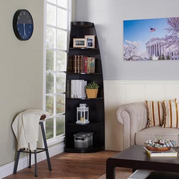 Furniture of America Skyler Modern Cappuccino Corner Bookshelf Display Unit