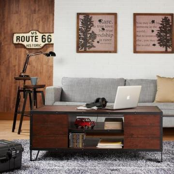 Furniture of America Sivenza Vintage Walnut Industrial Coffee Table