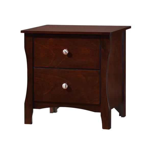 Furniture of America Raylee Modern Brown Cherry Curved 2-drawer Nightstand