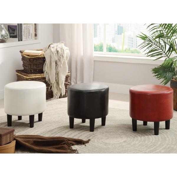 Furniture of America Ozzo Modern Leatherette Round Ottoman