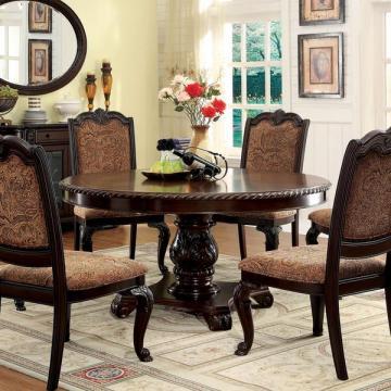 Furniture of America Oskarre Brown Cherry Round Dining Table