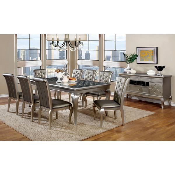 Furniture of America Mora Contemporary 9-piece Silver Dining Set