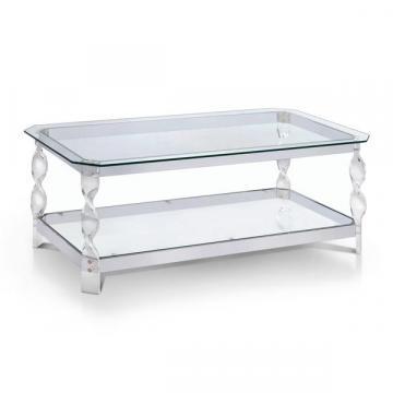 Furniture of America Monrow Contemporary Clear Glass/Chrome Coffee Table