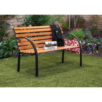 Furniture of America Modesto Curved Natural Oak Outdoor Bench