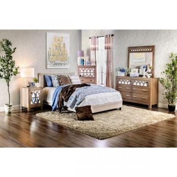 Furniture of America Mistelle Contemporary Linen-like Fabric Platform Bed