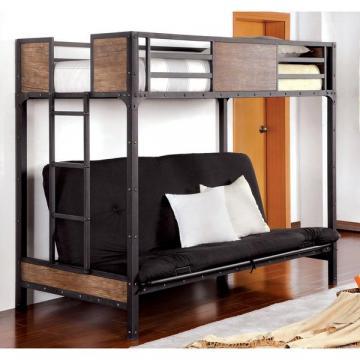 Furniture of America Markain Industrial Metal Loft Bed with Futon Base