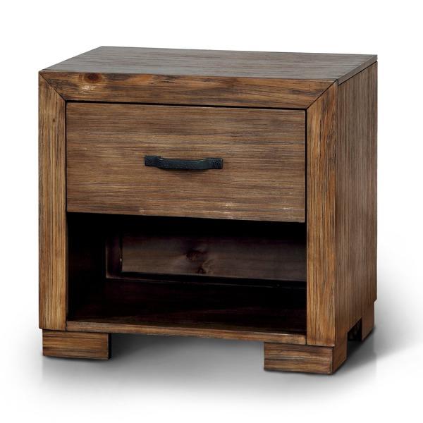 Furniture of America Marchez Rustic Nightstand with Built-in USB/Power Outlet