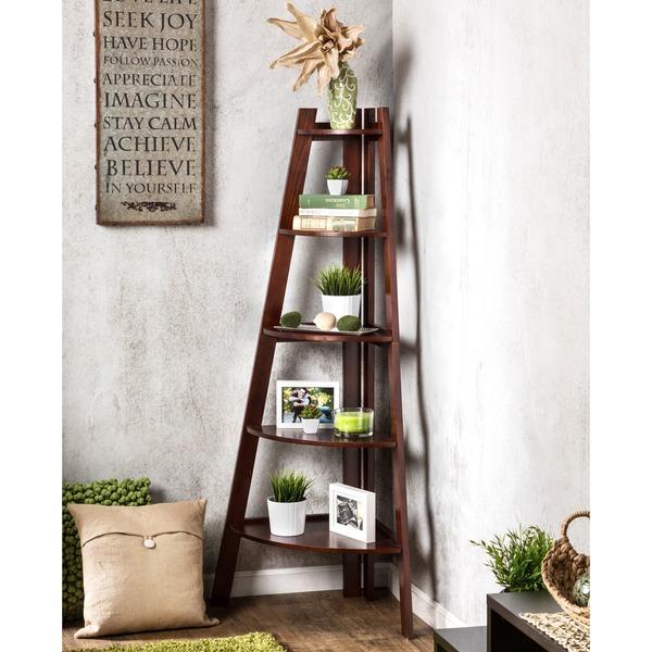 Furniture of America Kiki 5-tier Corner Ladder Display Bookcase