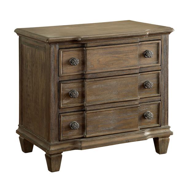 Furniture of America Gryphen Rustic Wire-brushed Grey 3-Drawer Nightstand