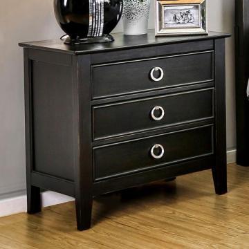 Furniture of America Gailes Transitional Wire-brushed Black 3-drawer Nightstand