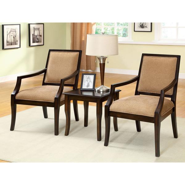 Furniture of America Frieda 3-Piece Espresso Accent Table and Chair Set