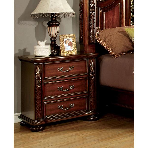 Furniture of America Ellianne Traditional Brown Cherry 3-Drawer Nightstand