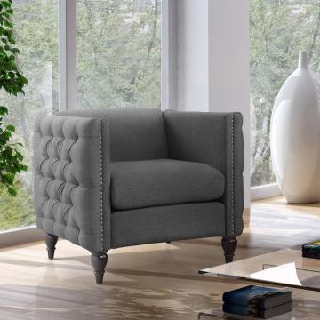 Furniture of America Clara Tuxedo Linen Tufted Nailhead Arm Chair