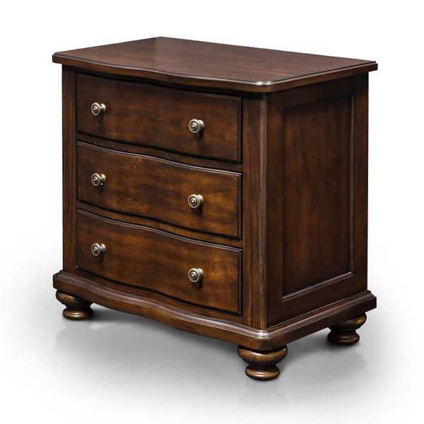 Furniture of America Ceres Brown Cherry 3-Drawer Nightstand
