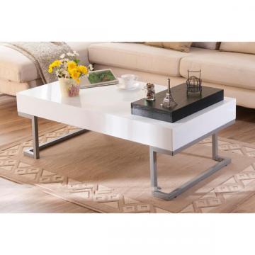Furniture of America Cassie Coffee Table in Glossy White Finish w/Serving Tray