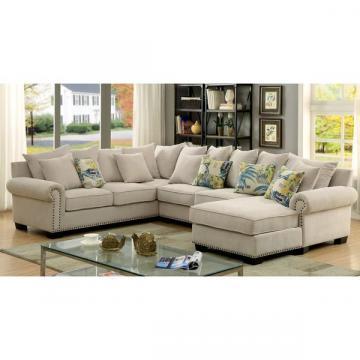 Furniture of America Casana Transitional Ivory Upholstered Sectional