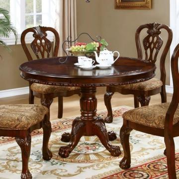 Furniture of America Carpia Formal Brown Cherry Round Pedestal Dining Table