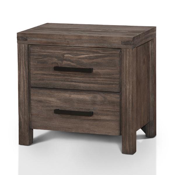 Furniture of America Barrison Transitional Dark Grey Wire-Brushed Nightstand