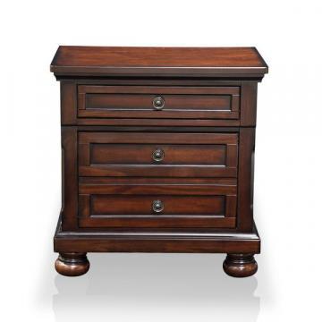 Furniture of America Barelle Cherry 3-Drawer Nightstand with Power Outlet