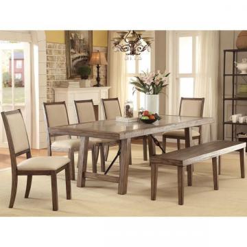 Furniture of America Bailey Rustic 6-Piece Weathered Elm Dining Set