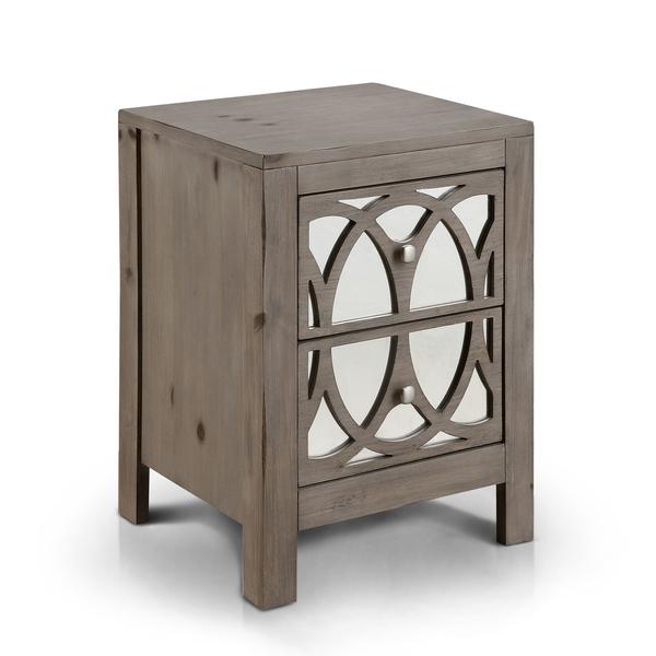 Furniture of America Alessa Contemporary Mirrored Rustic 2-drawer Nightstand