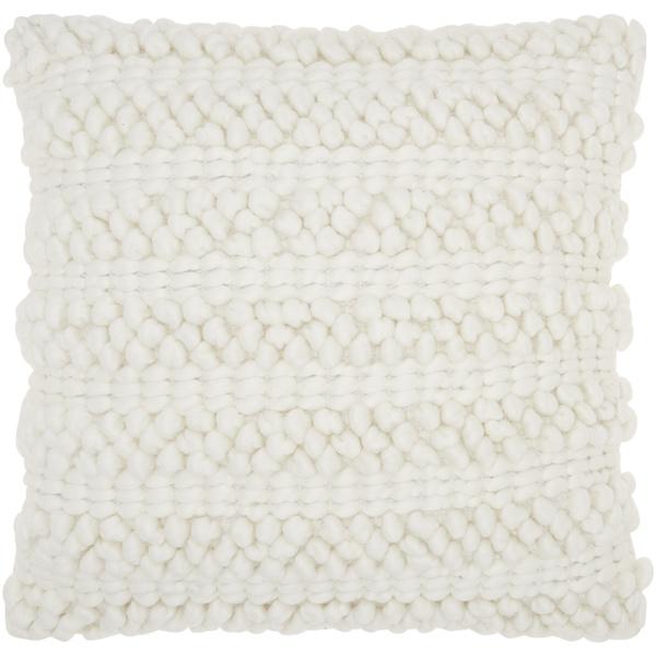 Nourison Mina Victory Lifestyle Woven Stripes White Throw Pillow (20 x 20-inch)