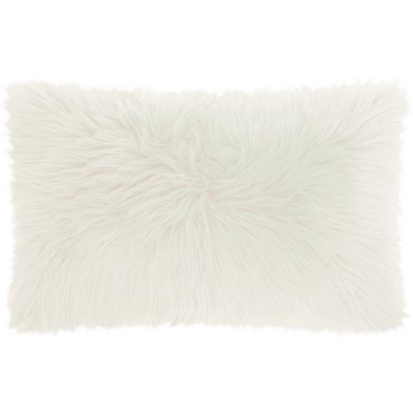 Nourison Mina Victory Faux Fur White Throw Pillow (14-inch x 24-inch)