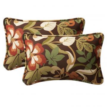 Pillow Perfect Decorative Brown/ Green Tropical Outdoor Toss Pillows (Set of 2)