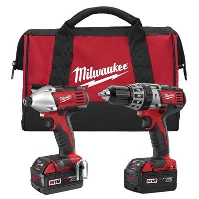 Milwaukee Tool M18 Cordless Lithium Ion Combo Kit, Hammer Drill/Driver, 1/2"