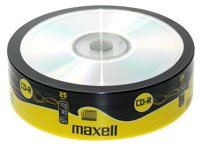 Maxell 52x Speed CD-R Blank CDs, Shrink-wrapped - Pack of 25