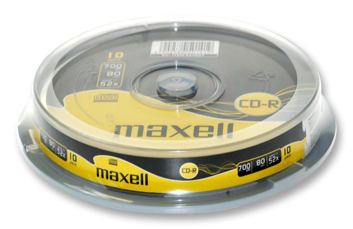 Maxell 52x Speed CD-R Blank CDs - Pack of 10