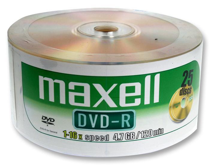 Maxell 16x Speed Shrink-wrapped DVD-R Blank DVDs - Pack of 25