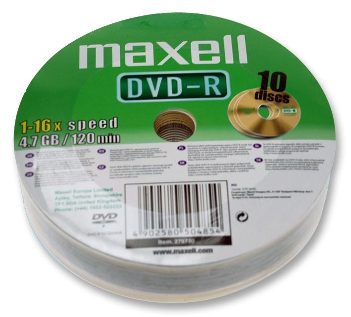 Maxell 16x Speed Shrink-wrapped DVD-R Blank DVDs - Pack of 10