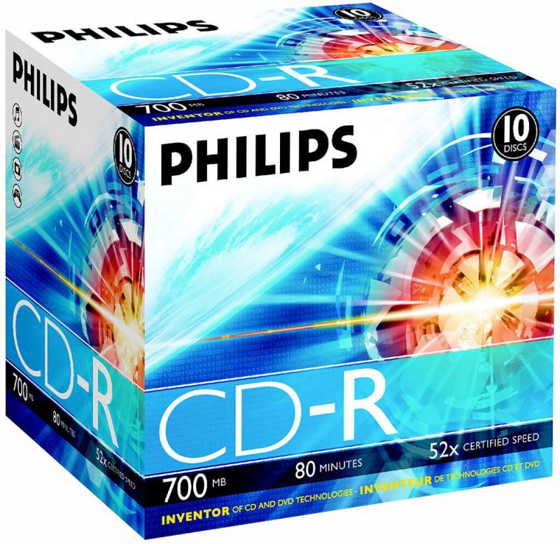 Philips 52x Speed CD-R Blank CDs - Jewel Case 10 Pack