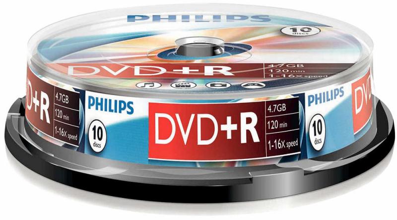 Philips 16x Speed DVD+R Blank DVDs - Spindle 10 Pack