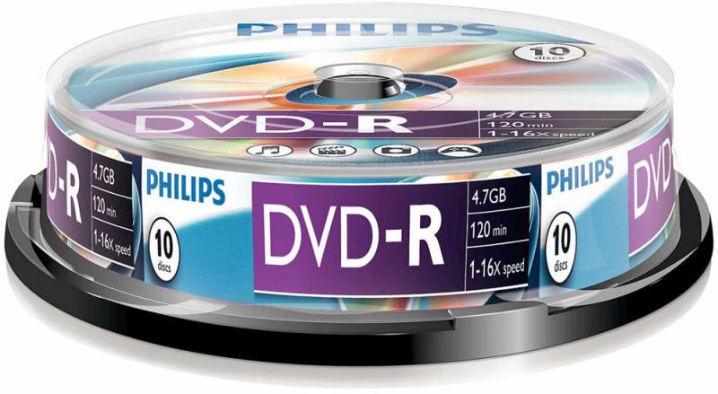 Philips 16x Speed DVD-R Blank DVDs - Spindle 10 Pack