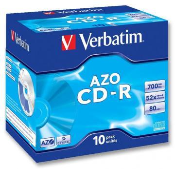 Verbatim 52x CD-R AZO Blank CDs - 10 Pack Jewel Case